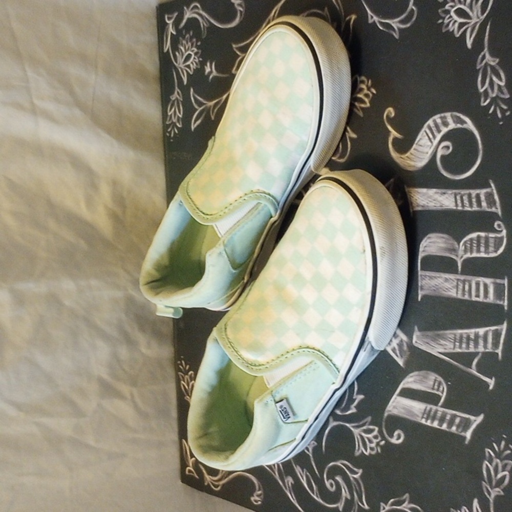 Vans Kids Classic slip-on, sea foam green, Checkerboard shoe